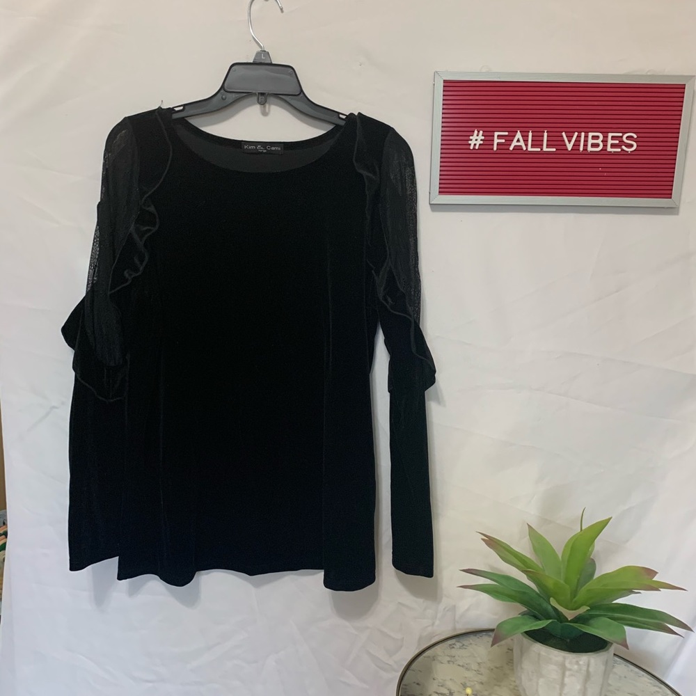 Velvet and lace blouse